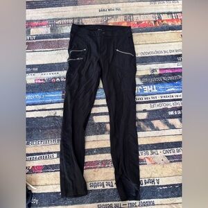 Athleta Ponte Twill Moto Pant Black Sz 10 Black with Zipper Pockets